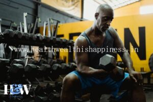 Close-up of an individual performing concentration curls with a dumbbell