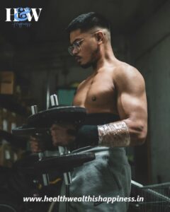 Close-up of someone performing hammer curls with dumbbells.